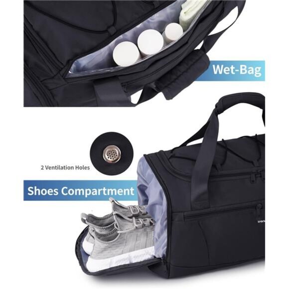 sportsnew Gym Bag for Men Women with Shoe Compartment,Overnight Bag Backpack - Picture 5 of 6